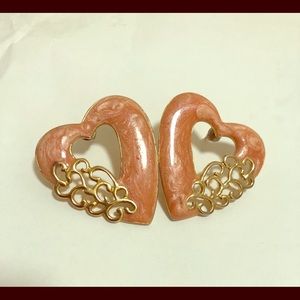 Cute Pink and Gold Metal Earrings
